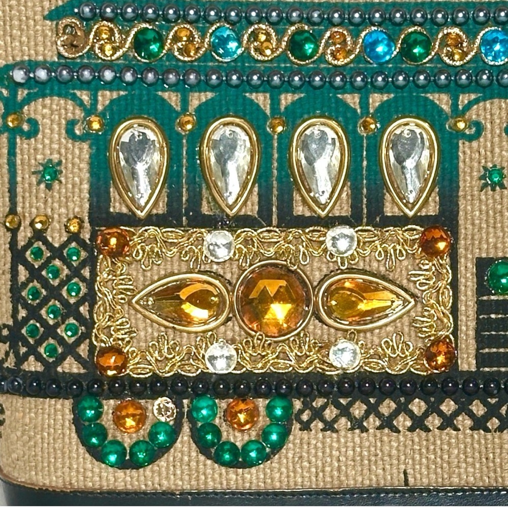 1954 ENID COLLINS OF TEXAS Elegant Embellished Black leather jewels cable car - Picture 6 of 15